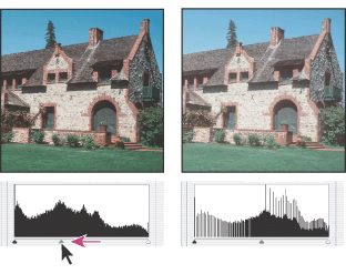 Moving the middle slider adjusts the image gamma