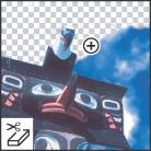The Background Eraser tool erases areas to transparency by dragging.