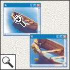 The Zoom tool magnifies and reduces the view of an image.