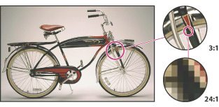 Example of a bitmap image at different levels of magnification
