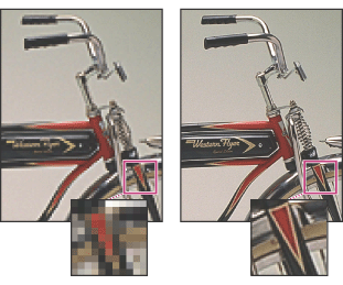 Example of an image at 72-ppi and 300-ppi