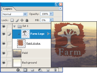 Farm logo with shallow knockout to Field layer