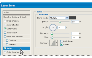 Click an effect name to display the effect's options. 