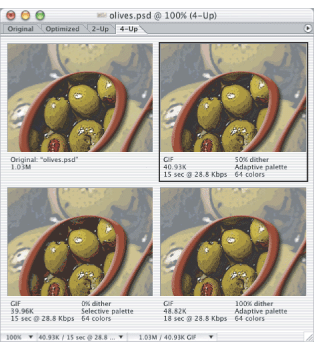 Document window in 4-Up mode