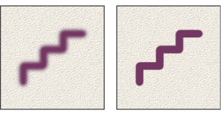 Brush strokes with different hardness values