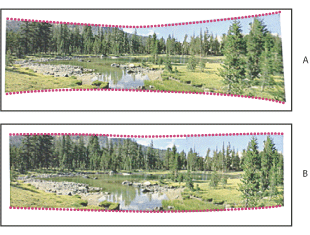 Illustration of Adding Cylindrical Mapping with these callouts: A. Original B. Cylindrical Mapping applied