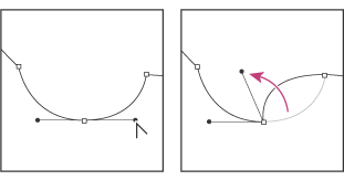 Drag direction point to break direction lines.