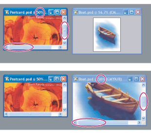 Without Match Zoom and Location (left), and after Match Zoom and Location selected (right)